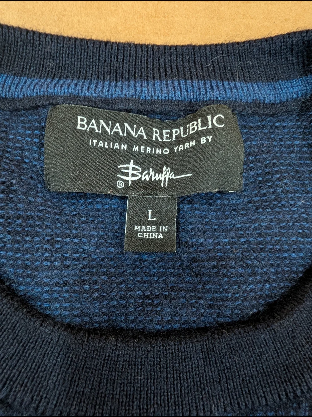 Banana Republic Men’s Sweater Size L Navy Blue 100% Merino Wool Italian Yarn